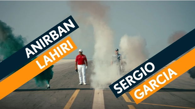 Watch: Garcia v Lahiri long drive contest on air strip